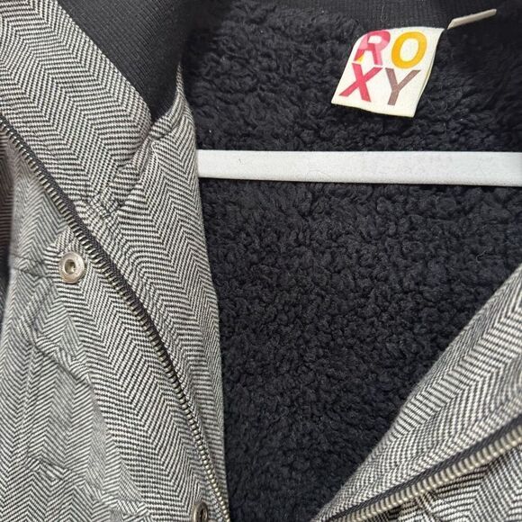 Roxy Jacket Full Zip Jacket Collared Jacket Snap On Jacket Blue Black Womens Med - Picture 6 of 8